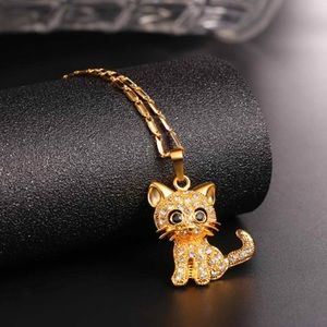 New 18K gold cute cat necklace